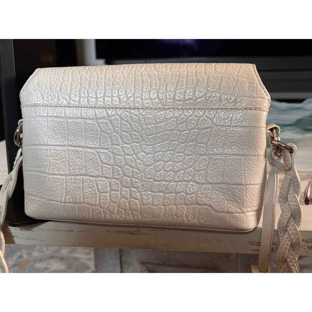 Brighton Brett Cream Croc Embossed Leather Organizer Flap Crossbody Bag - Picture 2 of 8